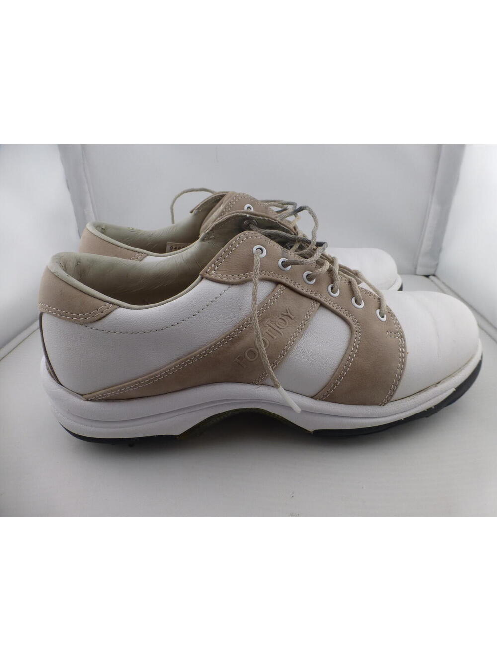 FootJoy Contour Series Women's Golf Shoes Size 6M White Tan Softspikes Lace M15